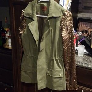 Hive & Honey bronze sequin military style coat